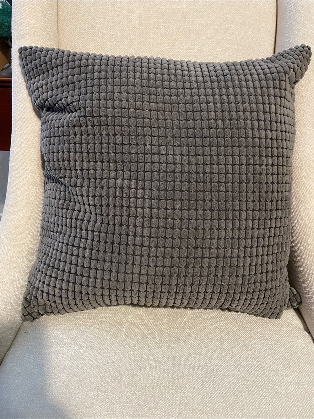 Gray Textured Square Throw Pillow Cover